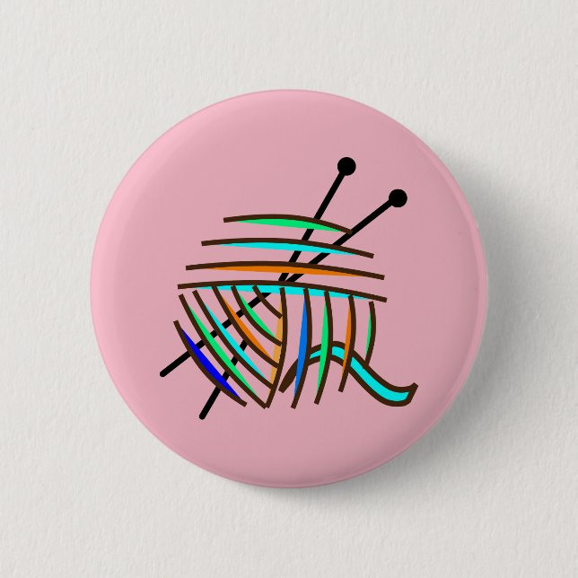 Knitting badge pinback button (Front)