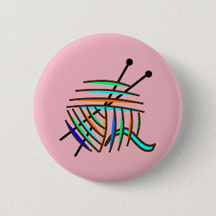 Knitting badge pinback button