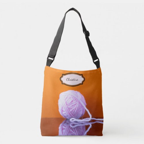 Knitting bag crochet bag project bag pink yarn crossbody bag