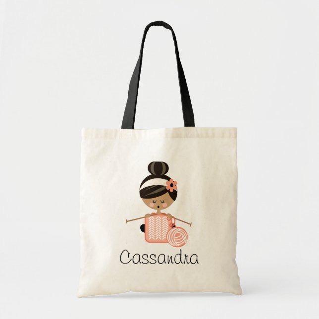 Knitting Bag Pretty African American Black Girl (Front)