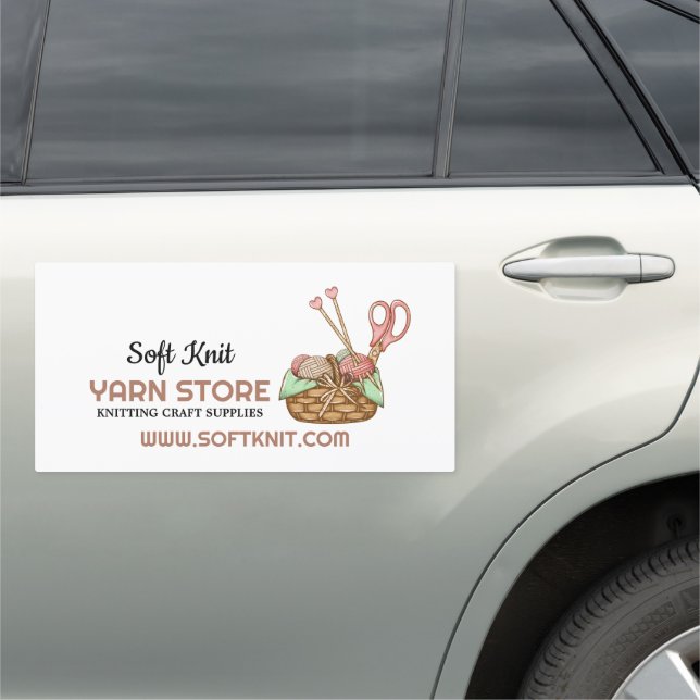 Knitting Basket, Knitting Store, Yarn Store Car Magnet (In Situ)