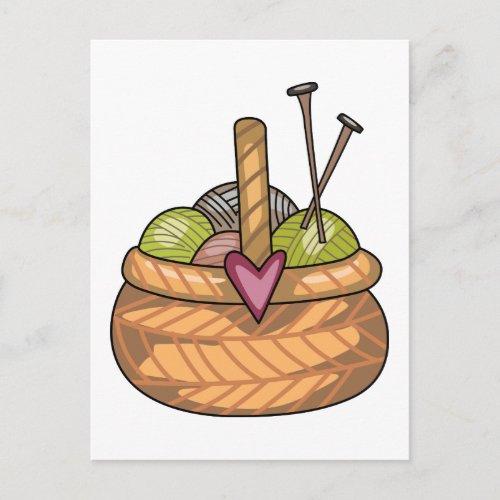 Knitting Basket Postcard