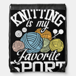 Knitting Because Murder Is Wrong Drawstring Bag