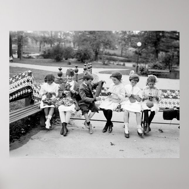 Knitting Bee, early 1900s Poster (Front)