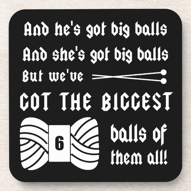 Knitting • Big Balls of Yarn Crafts Dark Beverage Coaster (Front)