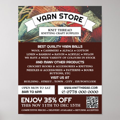 Knitting Bundle Knitting Store Yarn Store Poster