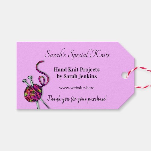 Knitting Business Lavender Thank You Customer Tags