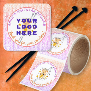 Knitting Business Logo Thank You Message Square Sticker