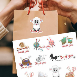 Knitting Business Shaped Thank You Stickers