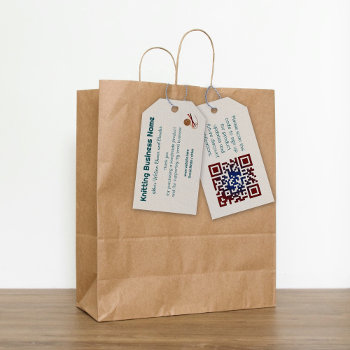 Knitting Business Yarn Shop Thank You Qr Code Gift Tags by pamdicar at Zazzle
