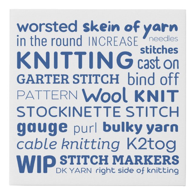 Knitting Canvas Art - Knitter's Word Collage (Front)