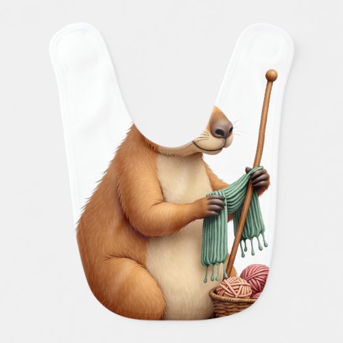 Knitting Capybara Baby Bib