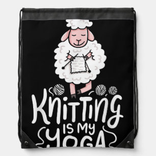 Knitting Cat Shirt Knitting Lover Cat Lover I Love Drawstring Bag