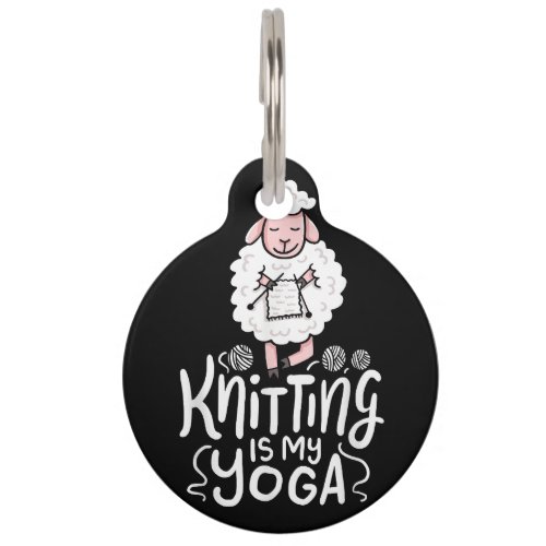 Knitting Cat Shirt Knitting Lover Cat Lover I Love Pet ID Tag