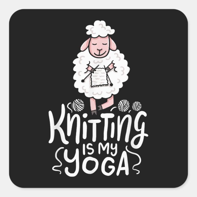 Knitting Cat Shirt Knitting Lover Cat Lover I Love Square Sticker (Front)