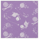 Knitting Cats Pattern White Design Color Selection Fabric