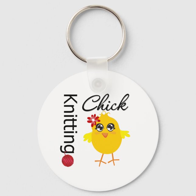 Knitting Chick 2 Keychain (Front)