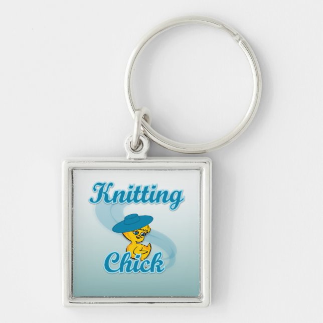 Knitting Chick #3 Keychain (Front)