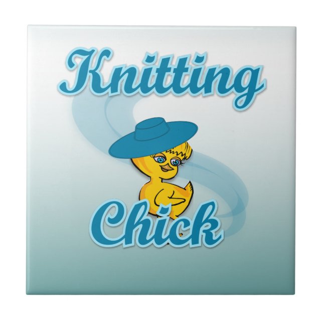 Knitting Chick #3 Tile (Front)