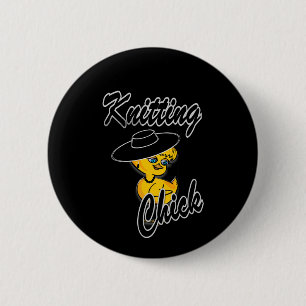 Knitting Chick #4 Button