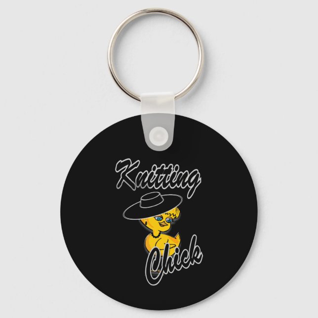 Knitting Chick #4 Keychain (Front)