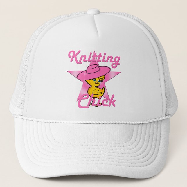 Knitting Chick #8 Trucker Hat (Front)