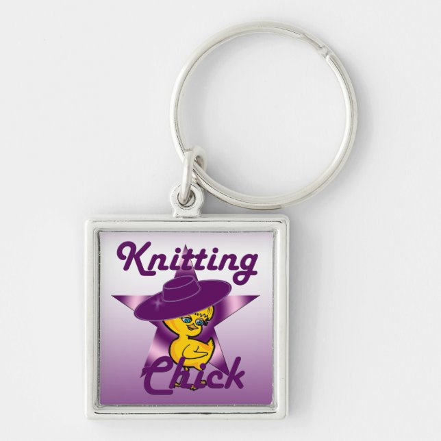 Knitting Chick #9 Keychain (Front)