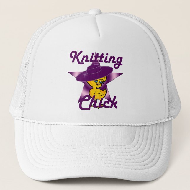 Knitting Chick #9 Trucker Hat (Front)
