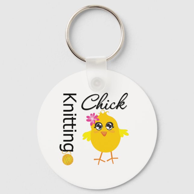 Knitting Chick Keychain (Front)