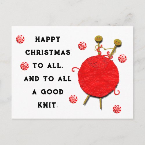 Knitting Christmas Holiday Postcard