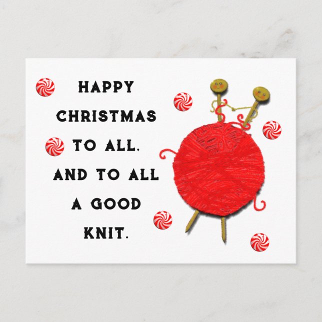 Knitting Christmas Holiday Postcard (Front)