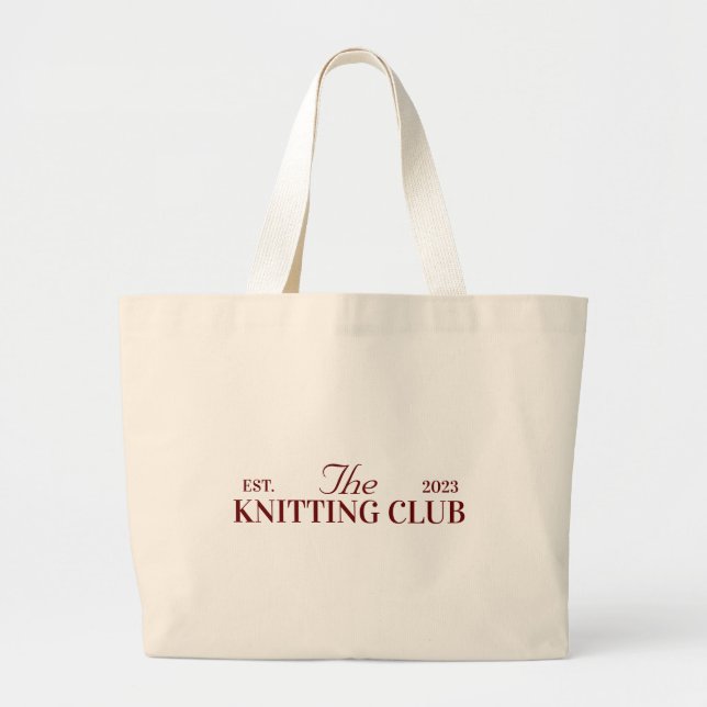 knitting club for craft night large tote bag (Front)