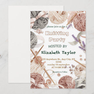 Knitting Club Party Invitation