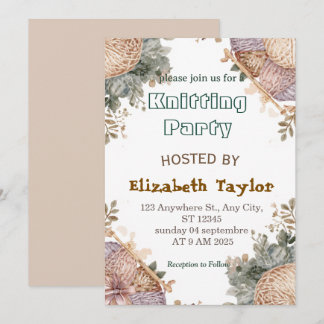 Knitting Club Party Invitation