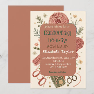 Knitting Club Party Invitation