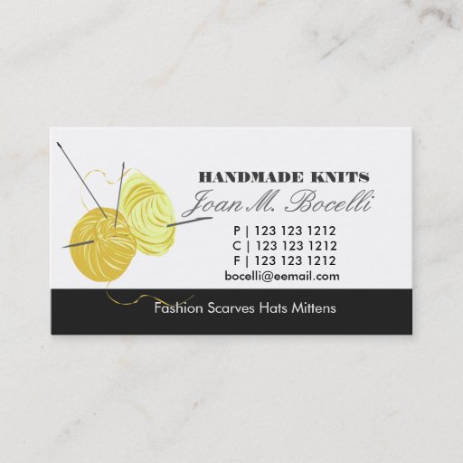 Customizable Knitting Craft Artist Business Card