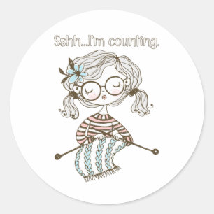 Knitting craft sshh I'M Counting Classic Round Sticker