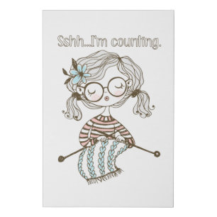 Knitting craft sshh I'M Counting Faux Canvas Print