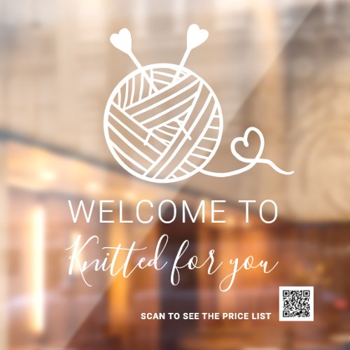 Knitting craft store logo welcome Qr code Window Cling