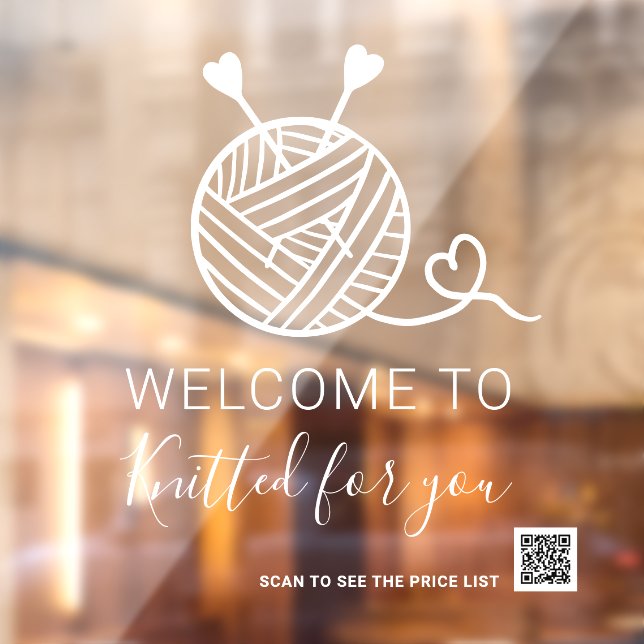 Knitting craft store logo welcome Qr code Window Cling (Sheet 2)