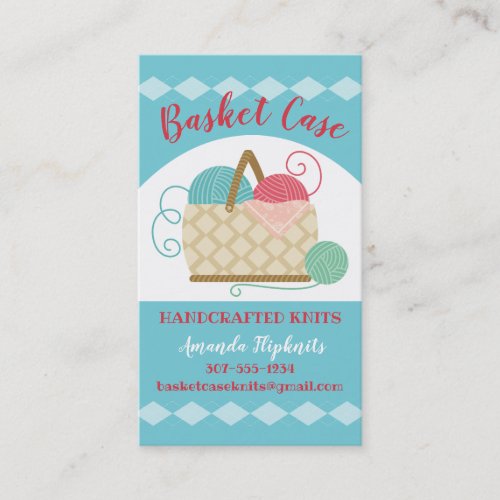 Knitting crochet ball of yarn basket business card