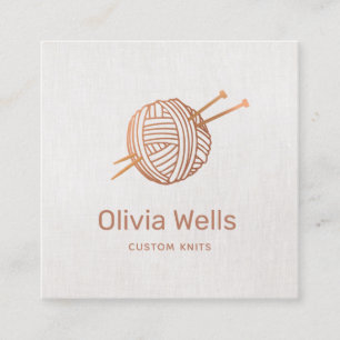 Knitting Crochet Ball Square Business Card