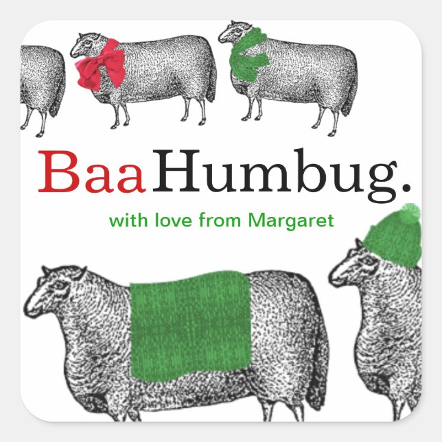 Knitting crochet Christmas sheep hat blanket scarf Square Sticker (Front)