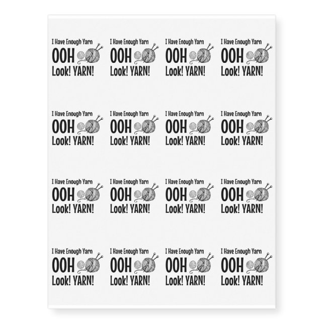 Knitting Crochet Funny Gifts Temporary Tattoos (Front)