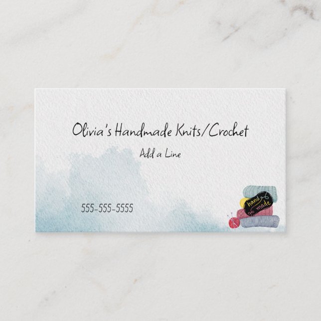 Knitting/Crochet Handmade  Business Card (Front)