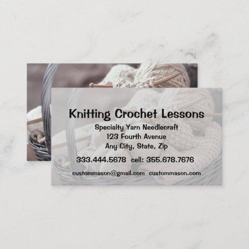 Knitting  Crochet Lessons Instructor Business Card