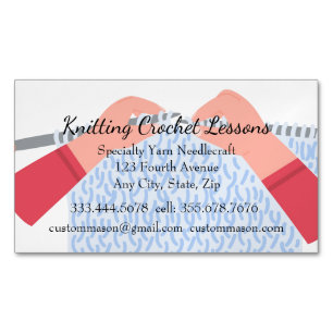 Knitting & Crochet Lessons Instructor Business Card Magnet