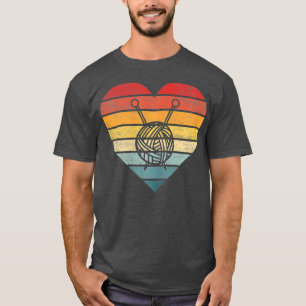 Knitting Crochet Lover Gifts Retro Sunset Yarn T-Shirt