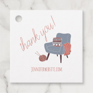 Knitting Crochet Pillow Chair Thank You Favor Tags
