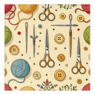 Knitting Crochet Sewing Tools Pattern Acrylic Print